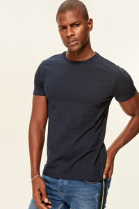 Navy Blue Short Sleeve Cotton T-Shirt - SMTH