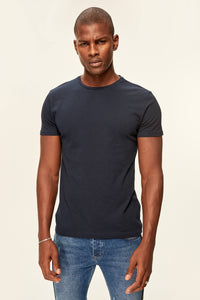 Navy Blue Short Sleeve Cotton T-Shirt - SMTH