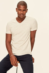 Stone Cotton V Neck T-Shirt - SMTH