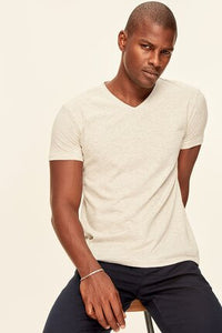 Stone Cotton V Neck T-Shirt - SMTH