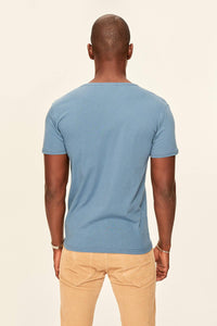 Indigo Cotton V Neck T-Shirt - SMTH