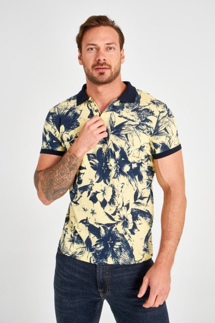 Flower Print Polo T-shirt - SMTH