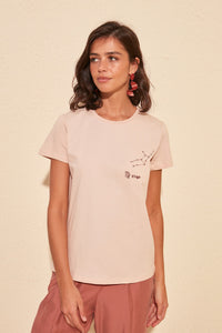 Cancer Embroidered Basic T-Shirt - SMTH