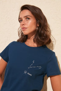 Cancer Embroidered Basic T-Shirt - SMTH