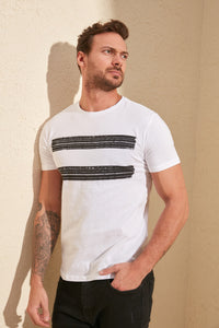 Double Stripe Printed T-Shirt - SMTH