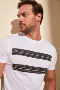 Double Stripe Printed T-Shirt - SMTH